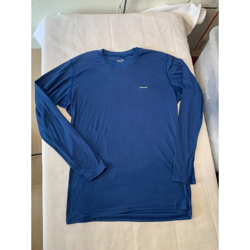 (B-72) Patagonia Capilene Men's Long Sleeve Shirt Blue Size M Performance Athlet